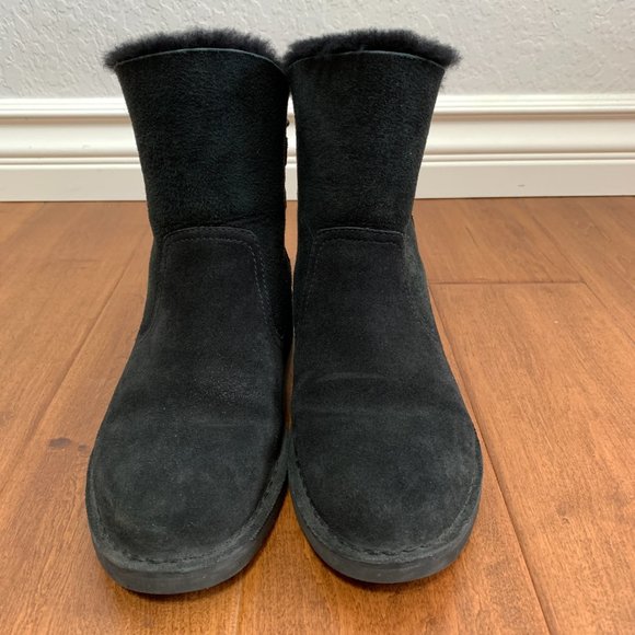 UGG Naiyah Suede Booties Black Womens Size 7 Shearling - Picture 4 of 13